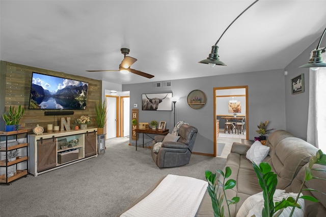 2321 8th Ave S, Great Falls, MT 59405 - living area with light carpet and ceiling fan