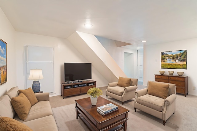 408 23rd Ave NE, Great Falls, MT 59404 - living room with light colored carpet, recessed lighting, and stairs