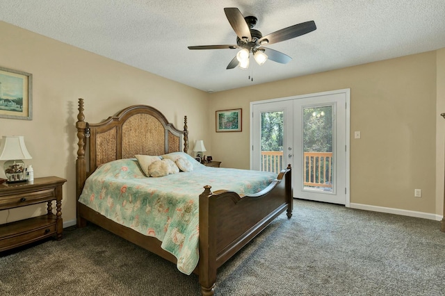 2506 Cindy St, Athens, TN 37303 - bedroom with french doors, access to exterior, carpet, baseboards, and a textured ceiling