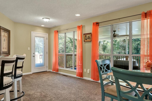 2506 Cindy St, Athens, TN 37303 - doorway to outside with a textured ceiling, a ceiling fan, carpet, baseboards, and recessed lighting