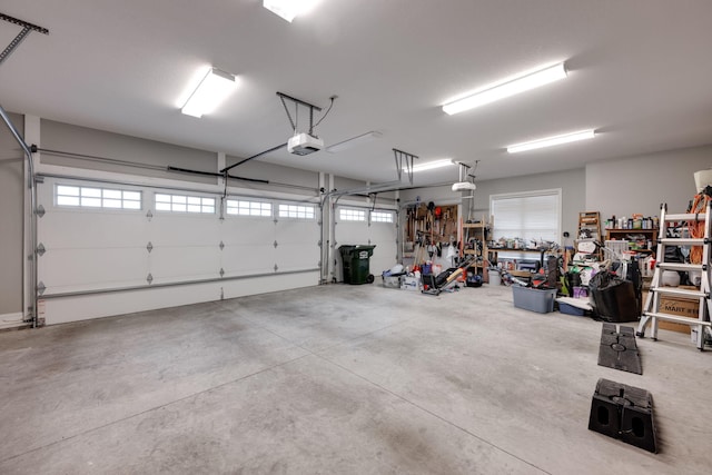 garage with a garage door opener