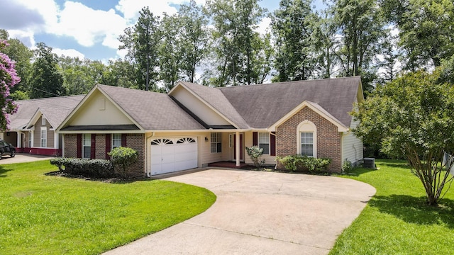 519 Cedar Glen Cir, Chattanooga, TN 37412 - single story home featuring brick siding, a front yard, driveway, an attached garage, and roof with shingles