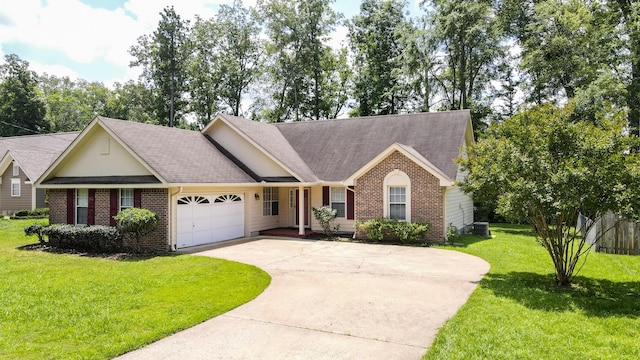 519 Cedar Glen Cir, Chattanooga, TN 37412 - single story home with brick siding, driveway, a front lawn, an attached garage, and roof with shingles