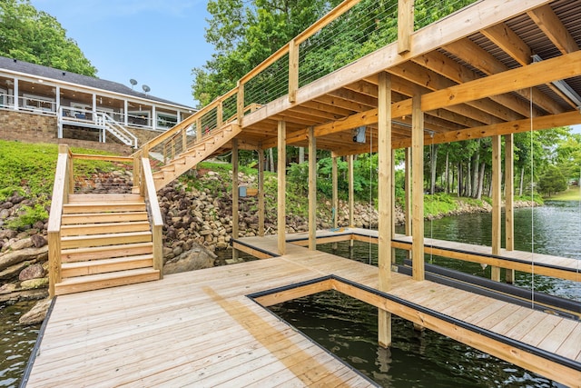 dock area featuring a water view