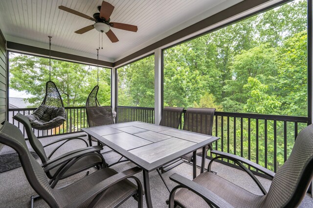 114 Monroe Dr, Ringgold, GA 30736 - sunroom featuring ceiling fan and outdoor dining space