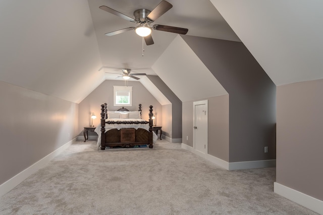 114 Monroe Dr, Ringgold, GA 30736 - bedroom with carpet, vaulted ceiling, ceiling fan, and baseboards