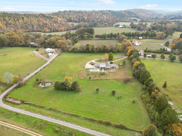 aerial view featuring a rural view