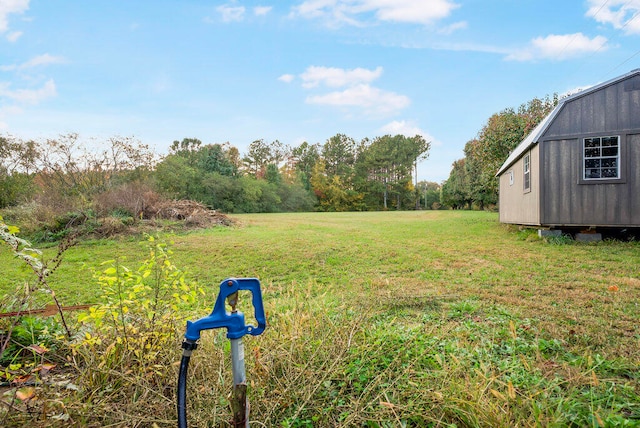 view of yard with an outbuilding