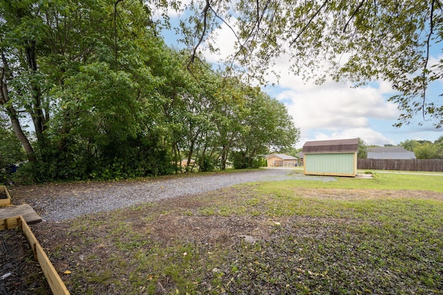 view of yard with a shed