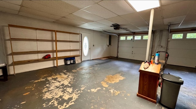 garage with a garage door opener