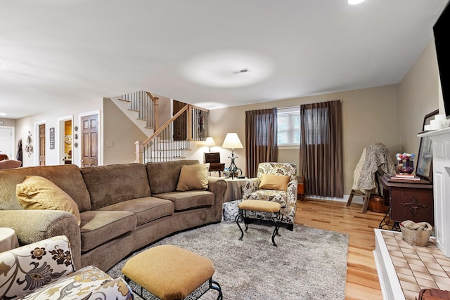 living room featuring hardwood / wood-style floors