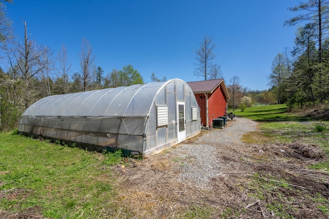 view of greenhouse featuring cooling unit