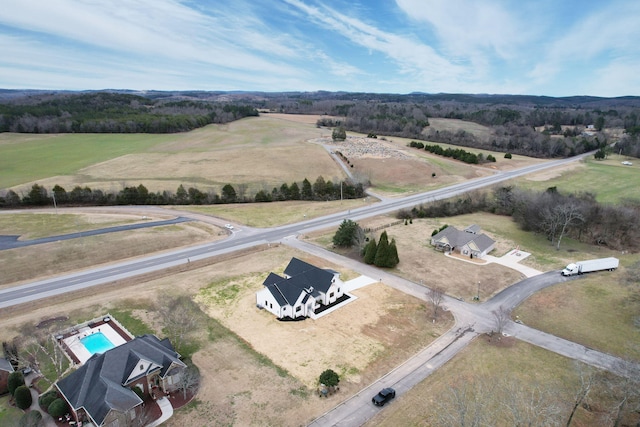 drone / aerial view with a rural view