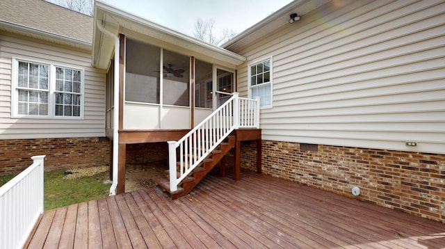 wooden terrace with a sunroom