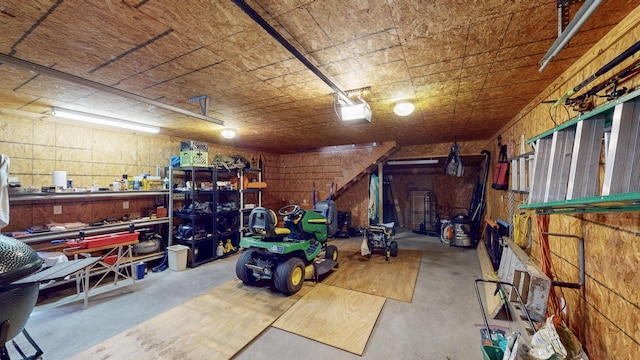 garage with a garage door opener