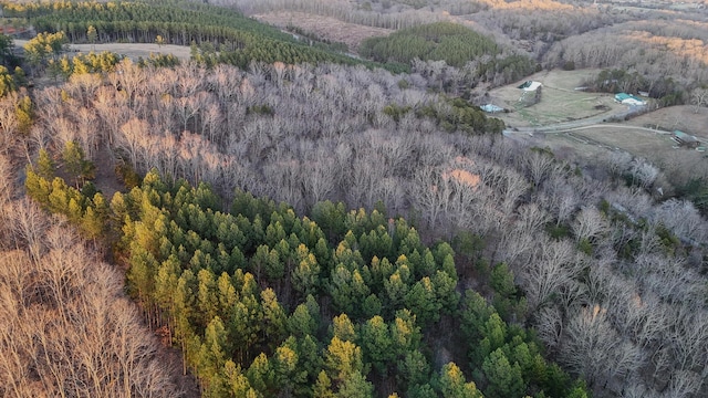 drone / aerial view featuring a view of trees