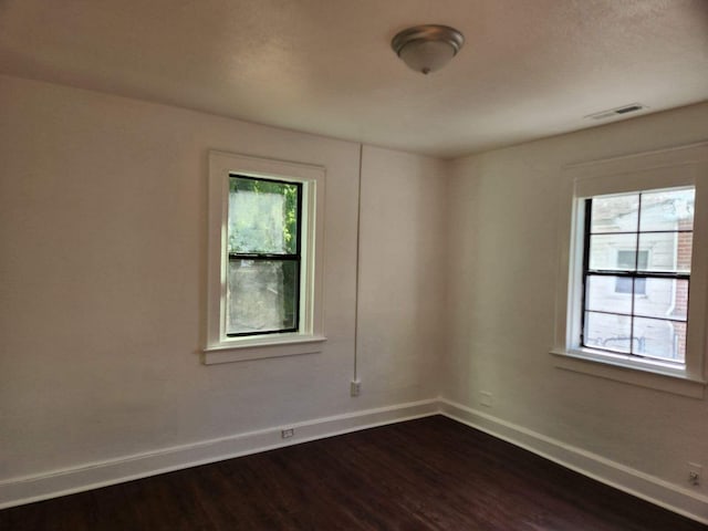 empty room featuring plenty of natural light and wood-type flooring