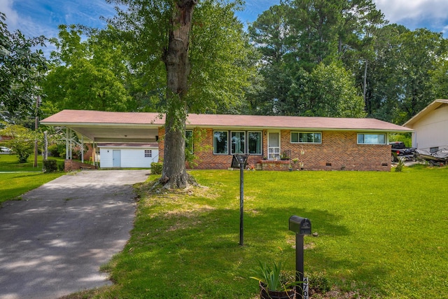 4701 Maywood Ln, Chattanooga, TN 37416 - ranch-style house featuring concrete driveway, crawl space, a front lawn, and brick siding