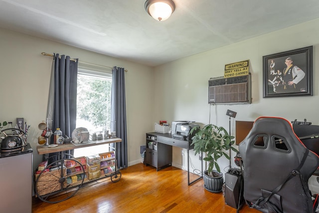 4701 Maywood Ln, Chattanooga, TN 37416 - home office featuring wood finished floors and an AC wall unit