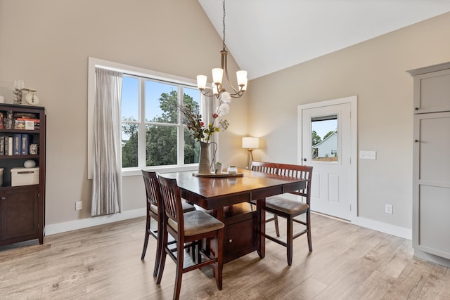 155 Surrey Ln NE, Cleveland, TN 37312 - dining area featuring a chandelier, light wood finished floors, and high vaulted ceiling