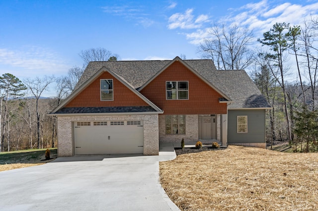 craftsman inspired home featuring a garage