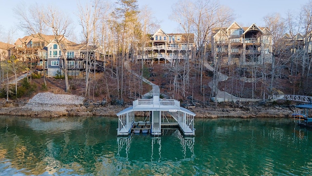 dock area featuring a water view