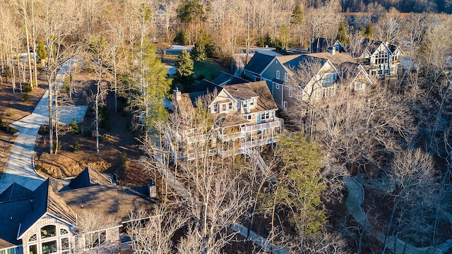 aerial view featuring a view of trees