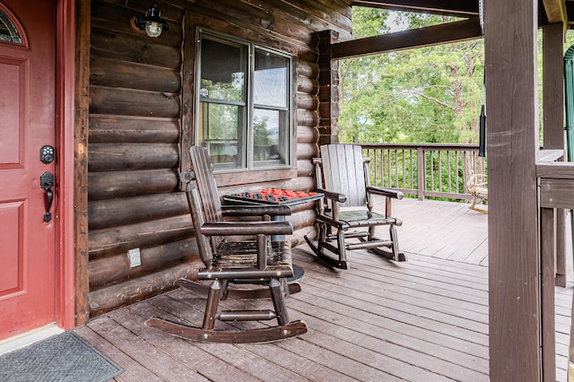 deck with a porch