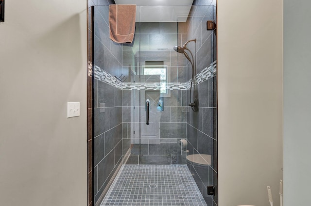 bathroom featuring toilet and walk in shower