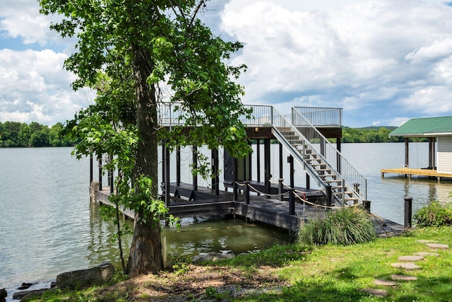 view of dock featuring a water view