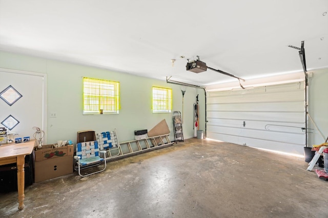 garage with a garage door opener