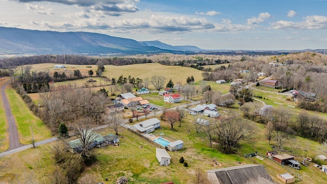 aerial view with a mountain view