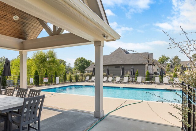 view of swimming pool with a patio area