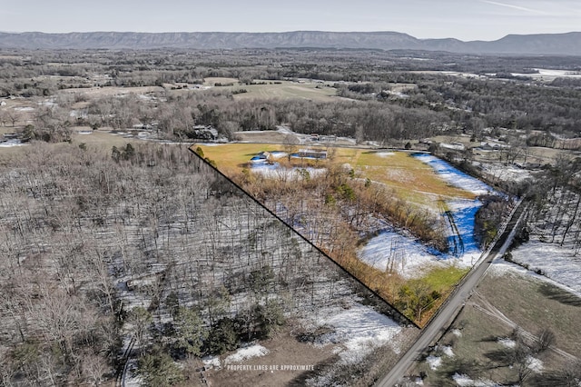 aerial view with a water and mountain view