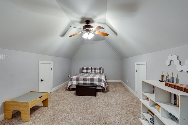 2074 Volunteer Dr SW, Cleveland, TN 37311 - bedroom with a ceiling fan, baseboards, lofted ceiling, and carpet