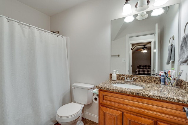 2074 Volunteer Dr SW, Cleveland, TN 37311 - full bathroom with ceiling fan, vanity, baseboards, toilet, and ensuite bathroom