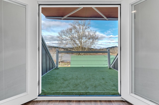 doorway to outside featuring hardwood / wood-style floors