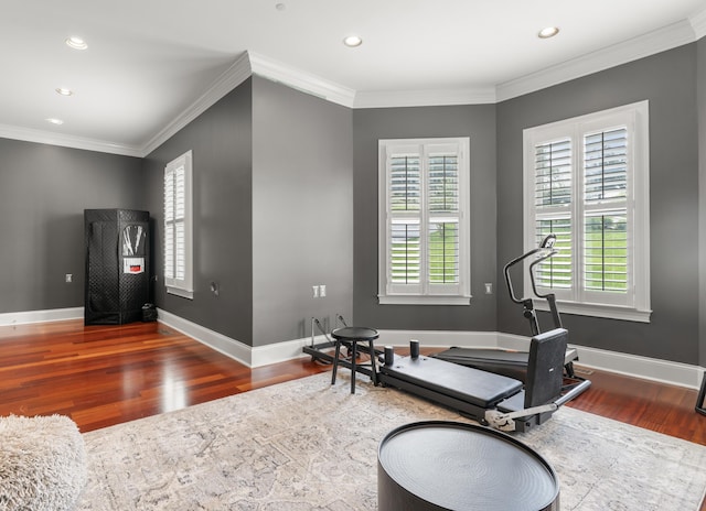 715 Pembridge Cir NW, Cleveland, TN 37312 - workout room with wood finished floors, plenty of natural light, ornamental molding, and recessed lighting