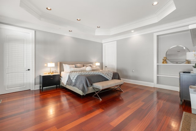 715 Pembridge Cir NW, Cleveland, TN 37312 - bedroom featuring a tray ceiling, dark wood-style flooring, crown molding, and recessed lighting