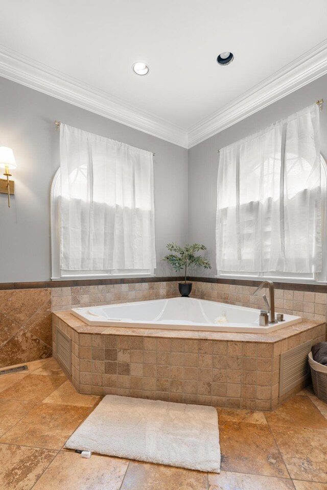715 Pembridge Cir NW, Cleveland, TN 37312 - full bathroom with ornamental molding, a bath, and recessed lighting