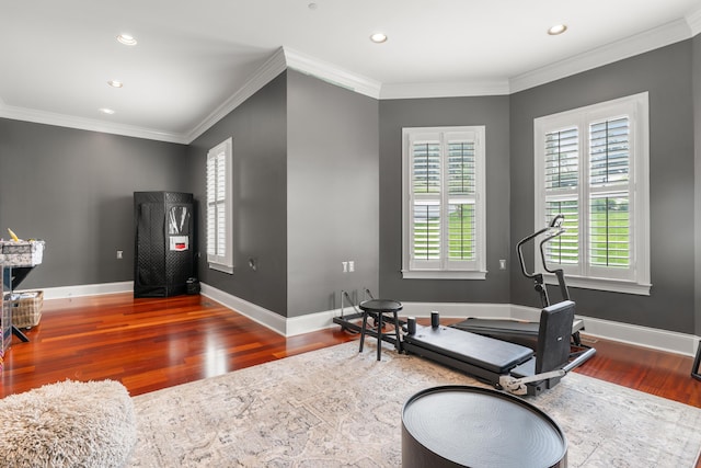 715 Pembridge Cir NW, Cleveland, TN 37312 - workout room featuring wood finished floors, recessed lighting, and ornamental molding