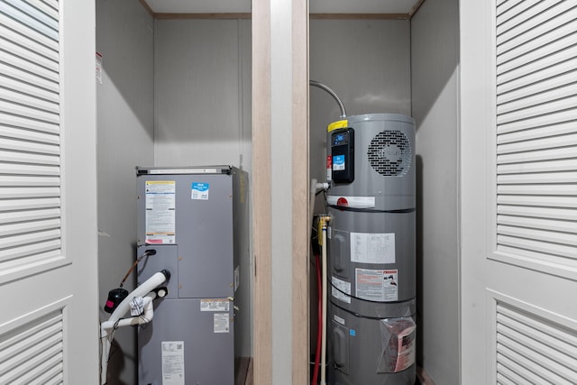 utility room with water heater