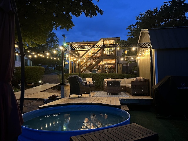 1785 Benton Station Rd, Benton, TN 37307 - view of pool with a deck, stairway, and an outdoor living space