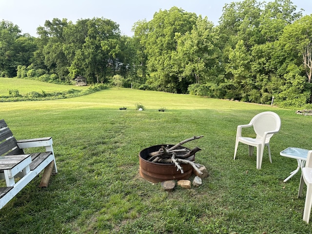 1785 Benton Station Rd, Benton, TN 37307 - view of grassy yard featuring an outdoor fire pit