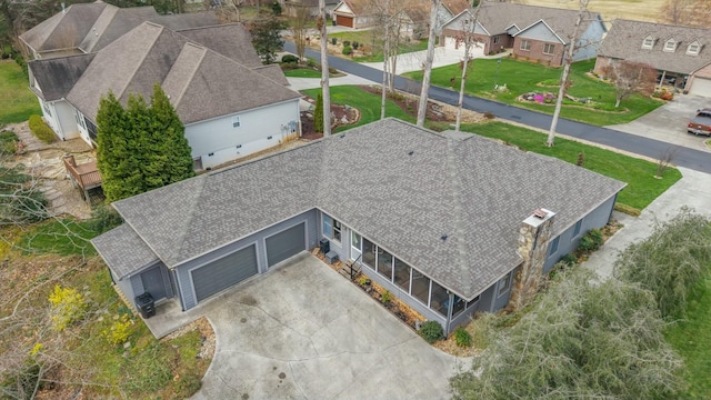 aerial view with a residential view