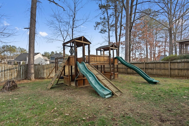 view of play area featuring a yard