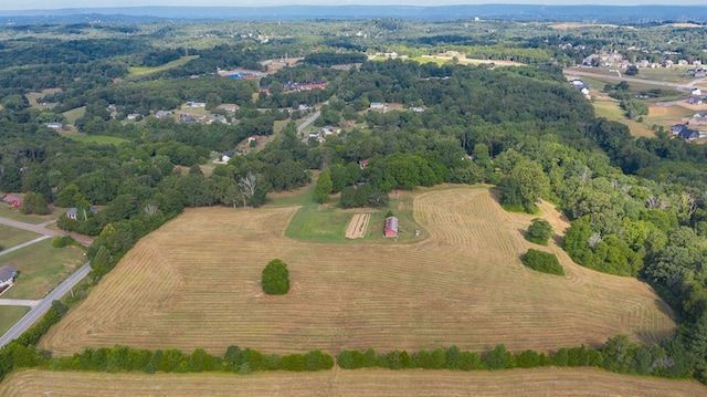 birds eye view of property with a rural view