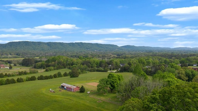 bird's eye view with a mountain view and a rural view