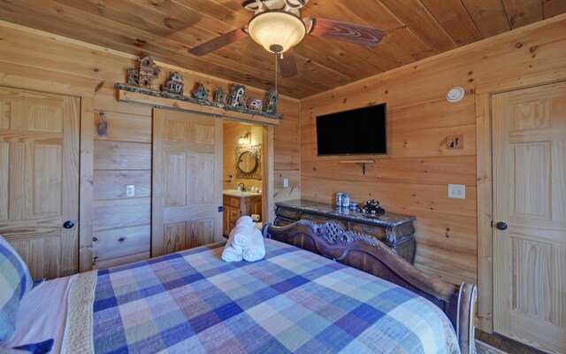101 Hideaway Trl, Copperhill, TN 37317 - bedroom with wooden walls and wood ceiling
