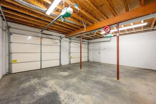 garage with a garage door opener